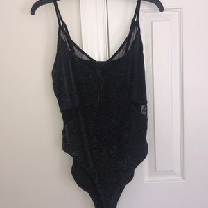 Black sparkly bodysuit with mesh details